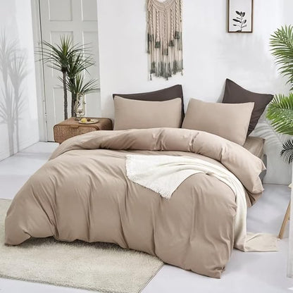 CLOTHKNOW Khaki California King Comforter Set Taupe Bedding Comforter Sets All Season Light Brown Comforter Soft Tan Comforter with 2 x Pillow Cases