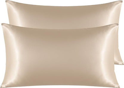 NTBAY 2 Pack Satin King Pillowcases for Hair and Skin, Luxurious and Silky Pillow Cases with Envelope Closure, 20x36 Inches, Taupe