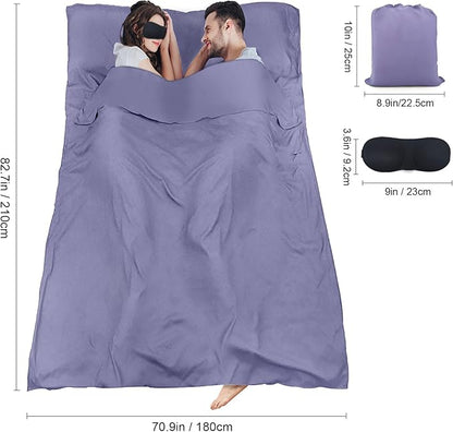 Sleeping Bag Liner,Travel Sheet & Adult Sleep Sack, Camping Sheets Travel Sleep Sack for Backpacking,Hotels & Hostels -Lightweight Single &Double Travel Sheet Camping Sheets