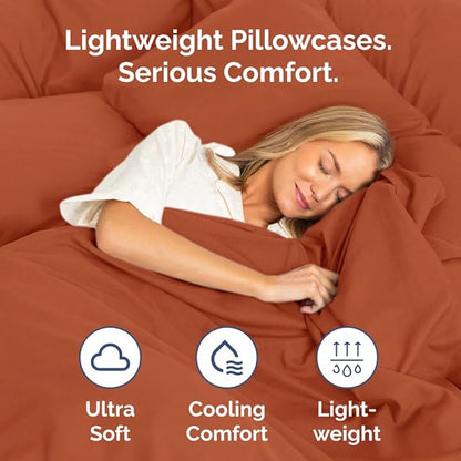 King Standard Pillow Cases Set of 2 - Soft Hotel Quality Pillowcase Covers - Comfy, Cozy & Fade Free - Wrinkle Resistant - Machine Washable Pillow Protectors - 2 Piece Set - King Standard Terracotta