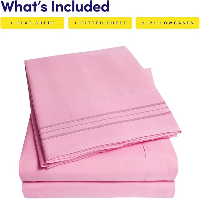 1500 Supreme Collection Queen Sheet Sets Pink - Luxury Hotel Bed Sheets and Pillowcase Set for Queen Mattress - Extra Soft, Elastic Corner Straps, Deep Pocket Sheets, Queen Pink
