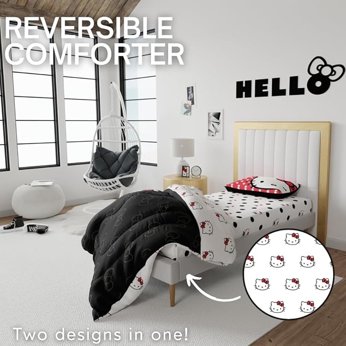 Hello Kitty Bedding Super Soft Cozy Microfiber Reversible Comforter, Twin, (Officially Licensed Product) By Franco Collectibles