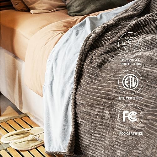 Heated Blanket King Size, 6 Heat Levels Electric Blanket, Grey
