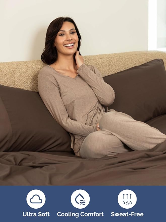 Extra Deep King Sheet Set - 6 Piece Breathable and Cooling Sheets - Hotel Luxury Bedding for Women, Men, Kids & Teens - Easy & Secure Fit - Soft, Wrinkle Free and Comfy - Extra Deep Pockets - Brown