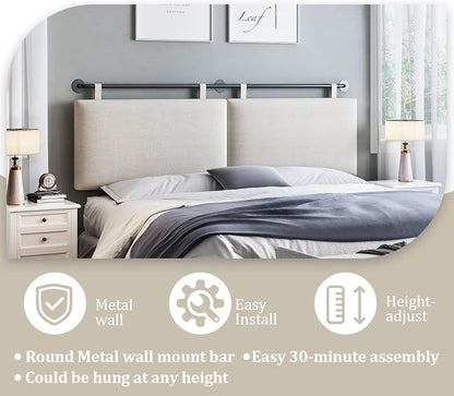 BSHOMGI Headboards Queen Size Bed Headboard Wall Mounted with Linen Upholstery Hanging Headboard for Bedroom, Beige
