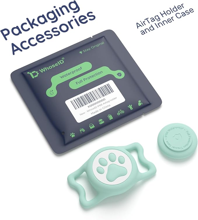 IP68 Waterproof Dog AirTag Holder for Dog Collar, Soft, Stretchy Silicone | Full-Body Protection, Easy Tool-Free Installation, Quiet, No-Dangle Fit, Lightweight, Fits Dog & Cat Collars of All Widths