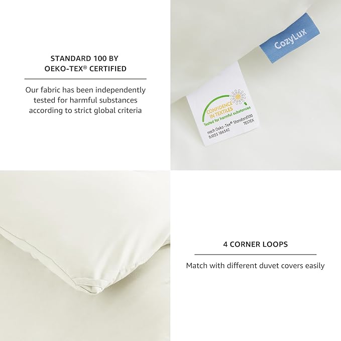 CozyLux Queen Comforter Set Ivory, 3 Pieces Solid Comforters Queen Size Breathable Quilted Bedding Sets, Luxury Soft Lightweight Bed Set with Down Alternative Comforter and 2 Pillowcases All Seasons