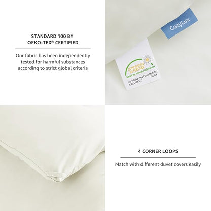 CozyLux Full Size Comforter Set Ivory, 3 Pieces Solid Breathable Quilted Bedding Sets, Luxury Lightweight Soft Bed Set with Down Alternative Comforter and 2 Pillowcases for All Seasons