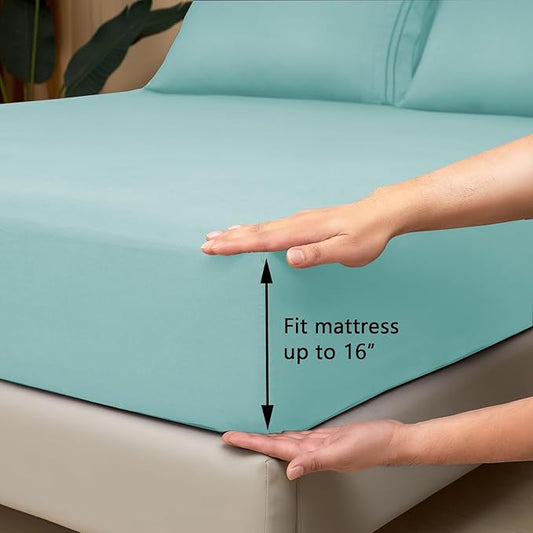 Mejoroom Twin Sheet Set - Hotel Collection Twin Sheets - Bedding Sheets & Pillowcases with Deep Pocket Fitted Sheet, Breathable, Wrinkle & Fade Resistant - 3 Piece(Grayish Green)