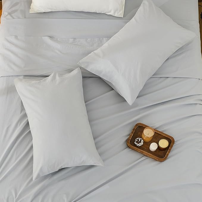 Bedlifes 100% French Flax Linen Sheets Set King Size - 6 Piece Extra Deep Pocket 18-24",Soft Breathable King Bed Sheets with Temperature Regulating & Moisture-Wicking(Grey