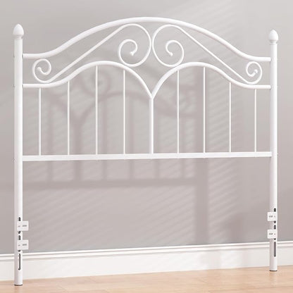 Headboard for Full Size Bed Frame Vintage Platform Bed Metal Headboard Only | Height Adjustable,Sturdy and Stable,Easy Assembly,White