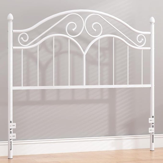 Headboard for Full Size Bed Frame Vintage Platform Bed Metal Headboard Only | Height Adjustable,Sturdy and Stable,Easy Assembly,White