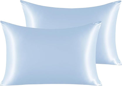 NTBAY 2 Pack Satin Standard Pillowcases for Hair and Skin, Luxurious and Silky Pillow Cases with Envelope Closure, 20x26 Inches, Aqua