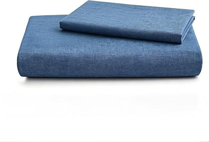 LOVQUE 100% Washed Cotton Duvet Cover Twin Size, Denim Blue Fade-Resistant Natural Bedding Set (No Comforter), 68x90 Inches