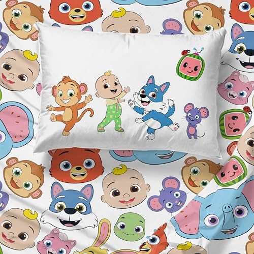 Sunny Side Up CoComelon Full Size Sheeet Set - 4 Piece Kids Animals Bedding Set Includes Pillow Cover - Super Soft Microfiber Sheets