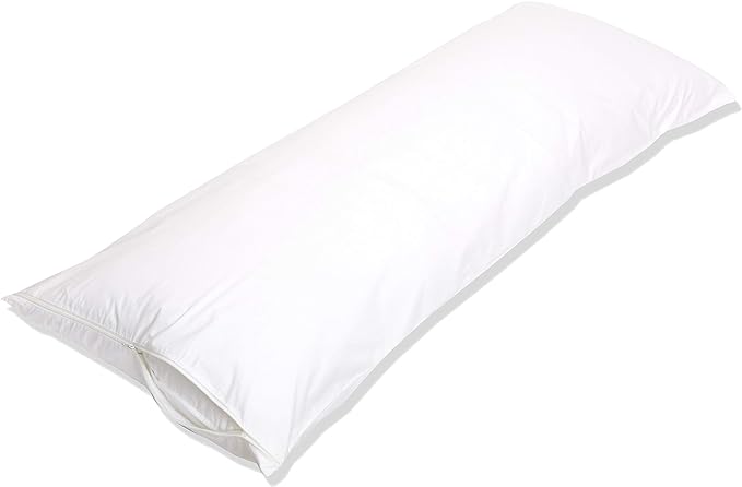 Amazon Basics Hypoallergenic Protector Cover Pillowcases - 21 x 55 Inches, Body Size, White, Pillows Not Included