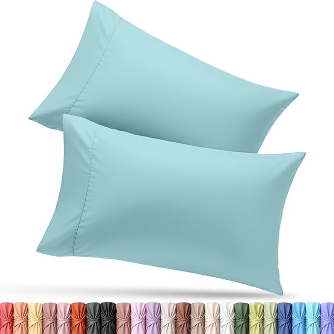 Utopia Bedding Queen Pillow Cases - 2 Pack - Envelope Closure - Soft Brushed Microfiber Fabric - Shrinkage and Fade Resistant Pillow Covers Queen Size 20 X 30 Inches (Queen, Spa Blue)