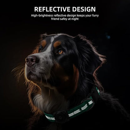 Upgrade Dog Collar with AirTag Holder, IP68 Waterproof, Teal, S | Built-in Water Resistant AirTag holder, 1000D Nylon, Reflective Stitching for Night Visibility, Soft padding for Comfort