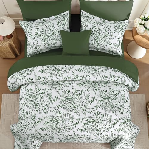 King Size Comforter Set 8 Pieces Emerald Floral Bed in a Bag Comforter Sets