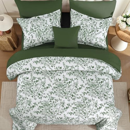 King Size Comforter Set 8 Pieces Emerald Floral Bed in a Bag Comforter Sets