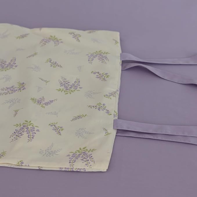 VM VOUGEMARKET Purple Flower Duvet Cover Set Twin 3 Pieces Girls Cottagecore Bedding Set 100% Cotton Lilac Floral Comforter Cover with Zipper Closure,Vintage Country Bedding-Lavender,68x86 Inch
