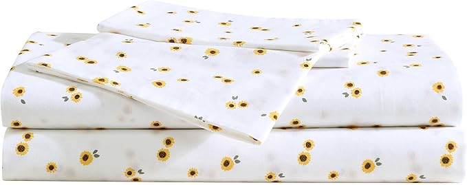 Eddie Bauer - Sheet Set, Cotton Percale Bedding with Matching Pillowcase, Crisp & Breathable, 200-Thread Count, Classic Comfort Essentials (Sunflower Yellow, Twin)