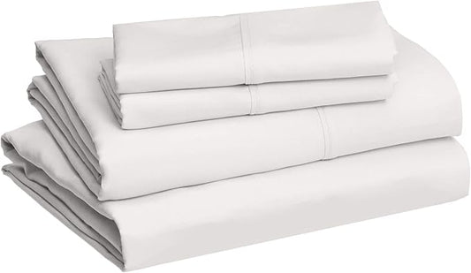 Basics Breathable, Ultra-Soft, Wrinkle-Free, Machine Washable Microfiber 4 Piece Bed Sheet Set with 14-Inch Deep Pockets, King, Cream, Solid