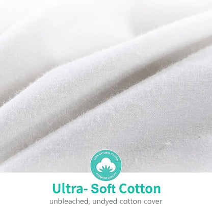 APSMILE King Size Luxury 100% Organic Cotton All Season Down Feather Fibers Comforter, Extra Fluffy Medium Warmth Duvet Insert(106x90, Ivory White)