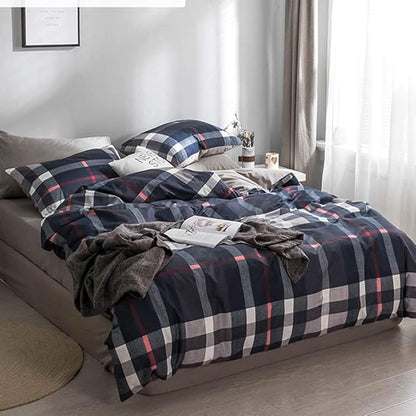 Cottonight Navy Plaid Comforter Set Queen Blue Buffalo Gingham Comforter Lightweight Blue Checkered Bedding Set with Microfiber Fill Soft Comfy