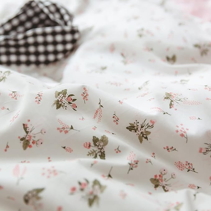 HighBuy Vintage Floral Comforter Set King Size White Pink Floral Bedding Sets Aesthetic Chic Flower Botanical Comforter Set for King Bed,1 Pink Floral Comforter with 2 Pillowcases,All Season