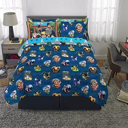 Naruto Anime Bedding Super Soft Comforter and Sheet Set with Sham, 7 Piece Full Size, By Franco