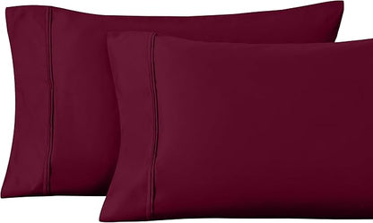 Superior 1200 Thread Count 100% Egyptian Cotton, Soft and Breathable, 2-Piece King Pillowcase Set Solid, Burgundy