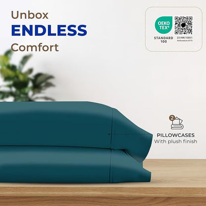 Thread Spread 100% Egyptian Cotton King Size Pillow Cases Set of 2 - Luxury 1000 Series Paradise Collection Pillow Cases King Size (Teal), Soft Cooling Hotel Egyptian Cotton Pillowcases