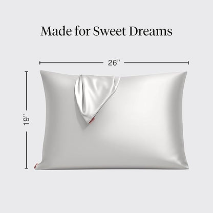 Kitsch Satin Pillowcase with Zipper for Hair & Skin - Softer Than Silk Pillow Cases, Smooth Cooling Satin Pillow Case, Wrinkle-Free, Machine Washable - Pillow Cases Standard Size (19x26) - Silver