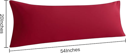 NTBAY Body Pillow Cases Set, 2 Pack Brushed Microfiber 20x54 Inches, Soft, Wrinkle, Fade, Stain Resistant Wine Red Pillow Cases with Envelope Closure