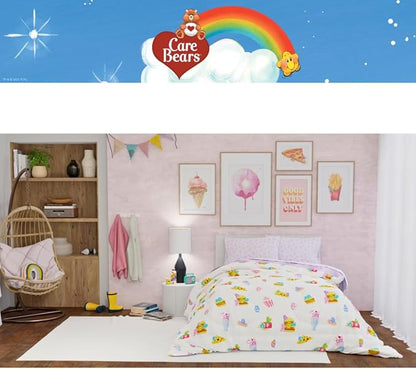 Care Bears Food Snacks 7 Piece Super Soft Cozy Reversible Comforter and Sheet Set with Sham, Full, (Officially Licensed Product) By Franco Collectibles