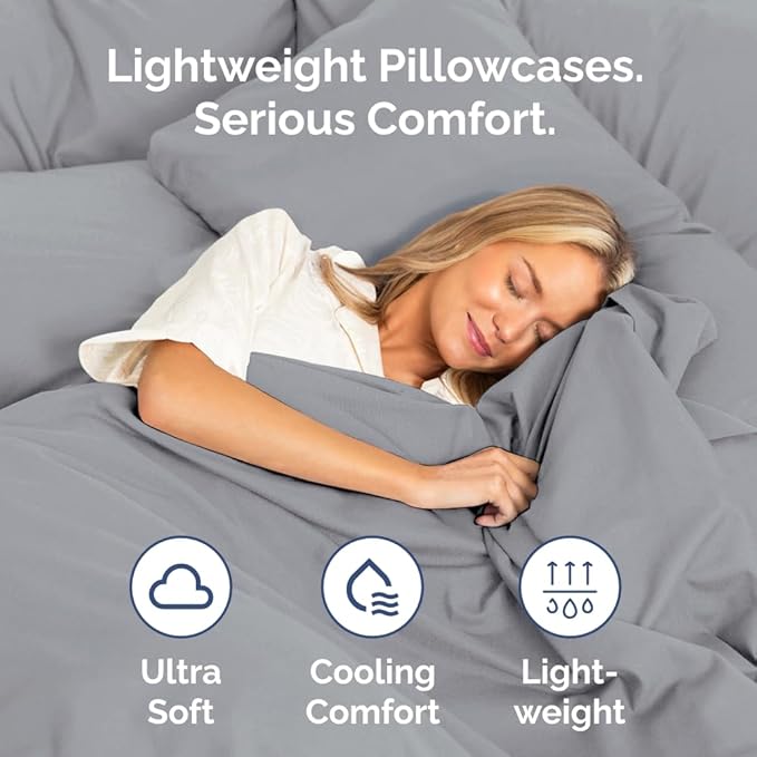 Standard Pillow Cases Set of 4 - Ultra Soft Hotel Quality Pillowcase Covers - Comfy Bedding for Women, Men, Kids & Teens - Machine Washable Pillow Protectors - 4 Piece Set - Standard Size Steel Blue