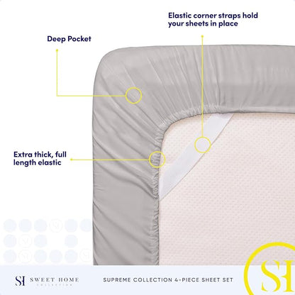 1800 Thread Count Sheet Set – Soft Egyptian Quality Brushed Microfiber Sheets – Luxury Bedding Set with Flat Sheet, Fitted Sheet, 2 Pillow Cases