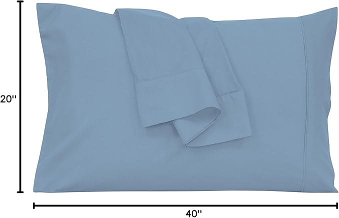 Royale Linens King Pillowcase Set of 2 - Bed Pillow Cover - 20" x 40" -Lake Blue Pillowcases - 1800 Brushed Microfiber, Wrinkle & Fade Resistant - Soft & Cozy- King Size Pillow Case (Lake Blue)