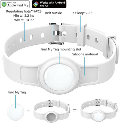 Silicone Dog Tracker Collar, Waterproof Bluetooth Pet Finder Works with Apple Find My & Google, Adjustable Collar for Small Dogs, Puppies & Cats, Fits 3.2”-14” Neck
