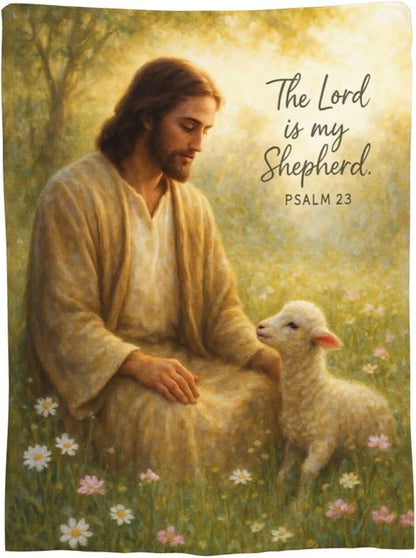 Christian Jesus Lamb Blanket Super Soft Warm Fluffy Fleece Flannel Religious Bible Throw Blanket Cozy Fuzzy Plush Stuff Bedding Blankets Gifts for Women Kids Boys Girls Adults 80"X60"