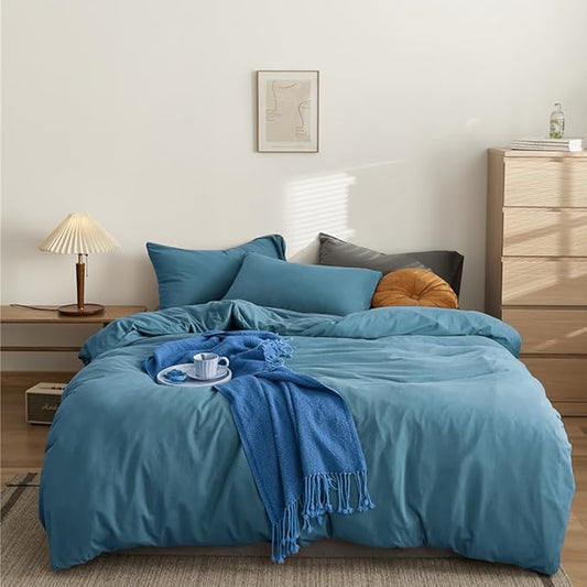 CLOTHKNOW Lake Blue Queen Comforter Set Blue Bedding Sets Soft Girls Women Comforter Queen with 2 x Pillow Cases