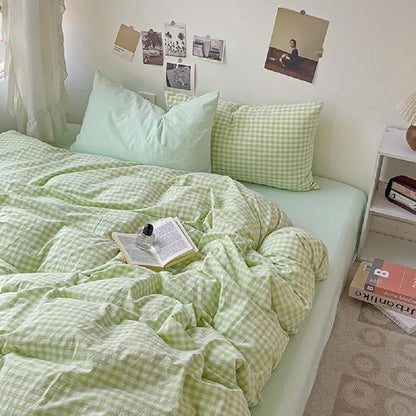 LifeTB Green Gingham Comforter Set Twin XL 3 Pieces Green Plaid Checkered Comforter Set Lightweight Grid Bedding Comforter with 2 Pillowcases Soft Farmhouse Gingham Bedding Set for All Seasons