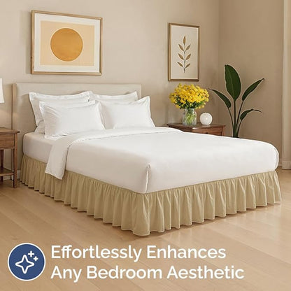 Bedskirt Full Size Ruffle - 18 inch Drop Dust Ruffle Bed Skirt with Platform - Ultra-Soft, Easy Fit, Premium Hotel Quality - Wrinkle, Fade & Shrink Resistant - for Women, Men, Kids and Teens - Beige