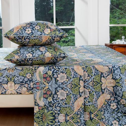 FADFAY Twin 100% Egyptian Cotton Sheets Set 4 Piece, Vintage Botanical Floral Bird Print, Luxury Soft Breathable Cooling Deep Pocket Bed Sheets, Hotel Quality Bedding for Hot Sleepers All Season