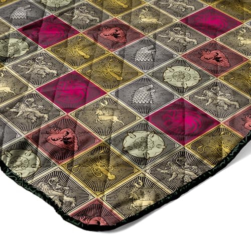 Northwest Warner Bros Game of Thrones Symbolic Sigils Quilted Throw Blanket, Fantasy House Emblems, Adults Boys Girls, Soft Lightweight Bedding for Bed, or Couch, 60 x 80 inches