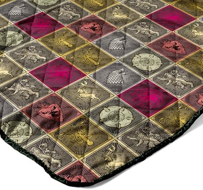 Northwest Warner Bros Game of Thrones Symbolic Sigils Quilted Throw Blanket, Fantasy House Emblems, Adults Boys Girls, Soft Lightweight Bedding for Bed, or Couch, 60 x 80 inches