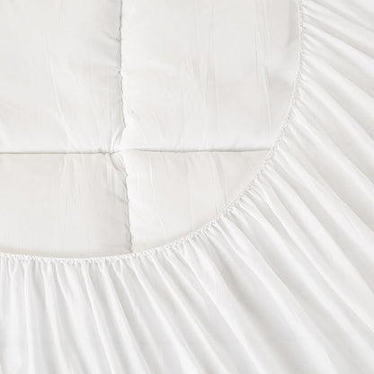 Nutan, Quilted Fitted Mattress Pad – Fitted Elastic Quilted Protector, Cover Stretches up to 18 Inches Deep Pocket - Machine Washable Topper, Twin, White