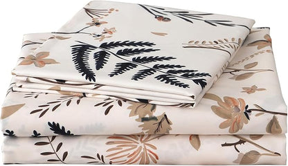 JSD Boho Floral Printed Sheet Set Full Size, 4 Piece, Soft Botanical Pattern Microfiber Sheets Extra Deep Pocket