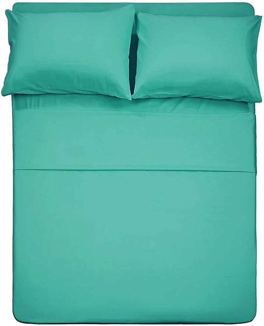 Best Season 4 Piece Bed Sheet Set (Queen Size Turquoise) 1 Flat Sheet,1 Fitted Sheet and 2 Pillow Cases,100% Brushed Microfiber 1800 Luxury Bedding,Deep Pockets,Extra Soft & Fade Resistant